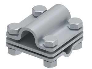 Соединитель крестообразный 55х55 стержень/пруток/полоса 4 болта D-16, гор. цинк Ostec