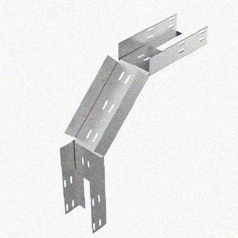 Лоток замковый перфорированный КСЗ 100х50-90 УТ1,5 для поворота трассы вниз на 90, горячее цинкование, S1,5