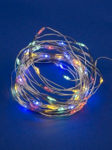 Гирлянда-нить (бат) Роса 50LED разноцв. 5м. (2штхAA) медн.провод IP20 Uniel