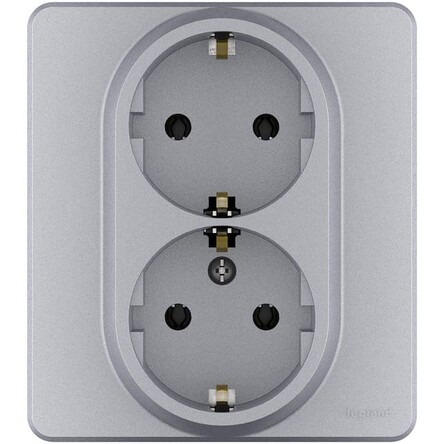 INSPIRIA Розетка СУ 2 мест. с зазем. 16А алюминий IP20 Legrand