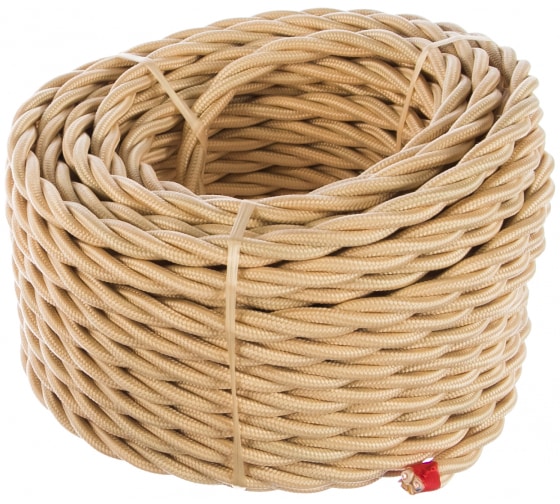 Кабель текстильный круглый Electraline ПУГВ 3х2,5 песочное золото