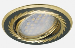 Светильник MR16 КL6А Искристая гравировка черный хром/золото Ecola