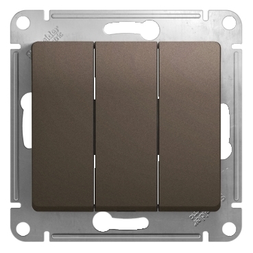 СНЯТ GLOSSA  Механизм выключателя 3-клавишный 10А, шоколад Schneider Electric