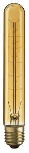 Лампа накаливания T30 60W Е27 трубчатая золотистая, винтаж Navigator