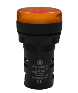 Индикаторная лампа AD-22DS, жёлтая, светодиодная матрица d=22мм, 24В Электротехник