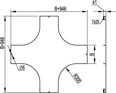 Крышка на X-ответвитель, осн.300, R300, цинк-ламельная DKC