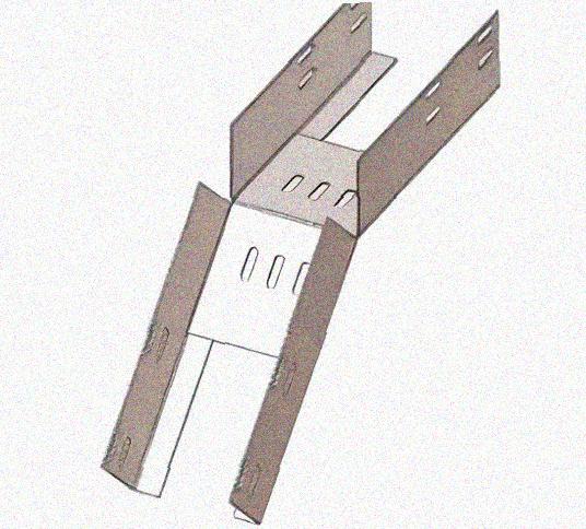 Лоток перфорированный КС 400х65-45 У3 для поворота трассы вниз на 45, окрашенный, S1,5