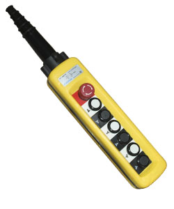 Пост кнопочный ПКТ-66Б У2, IP65, 2 скорости, кнопка БЛОКИРОВКА с фиксацией (красная), вверх, вниз, влево, вправо, вперёд, назад, 12NO Электротехник