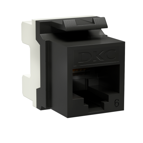 Модуль Keystone RJ45 CAT6 неэкранированный, 180 градусов, черный (форм-фактор A10) DKC