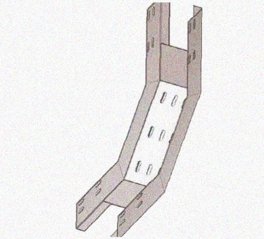 Лоток перфорированный КП 250х50-90 УТ1,5 для поворота трассы вверх на 90, оцинкованный лист S1,5
