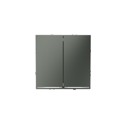 Проходной переключатель встраиваемый Voltum S70 двухклавишный с подсветкой 10А, (титан)