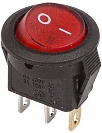 Выкл. клавишный круглый 250V 3А (3с) ON-OFF красный с подсветкой Micro REXANT