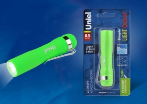 Фонарь ручной S-LD045-B 1св/д 0.5W зеленый/пластик., влагозащ.Uniel