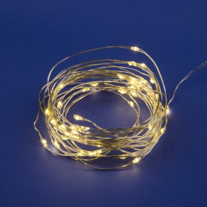 Гирлянда-нить (бат) Роса 50LED тепл. белый 5м. (2штхAA) медн.провод IP20 Uniel