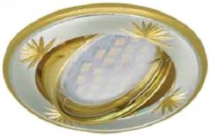 Св-к DL21 MR16 GU5.3 литой поворот.гравир Четыре цветка сатин-хром/золото Ecola