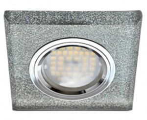 Светильник MR16 GU5.3 DL1651 Квадрат Стекло Серебрянный блеск/Хром ECOLA