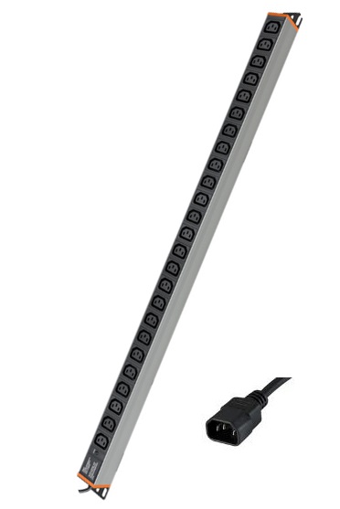 Блок распределения питания (PDU) 0U 10A с индикацией, Вых:24 х С13, Вх:С14 DKC