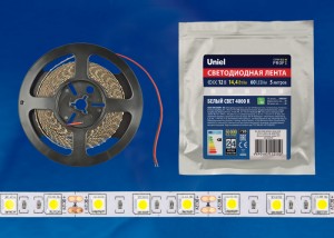 Лента св/д ULS-M25-5050-12V 14.4W/m 60LED/m 10мм IP20 4000K,5м Profi Uniel
