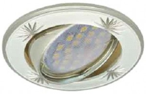 Св-к DL21 MR16 GU5.3 литой поворот.гравир.Четыре цветка жемчуг/хром Ecola