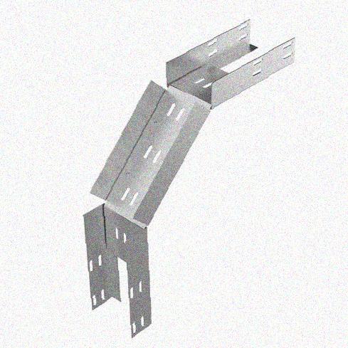 Лоток перфорированный КС 600х65-90 У3 для поворота трассы вниз на 90, окрашенный, S1,5