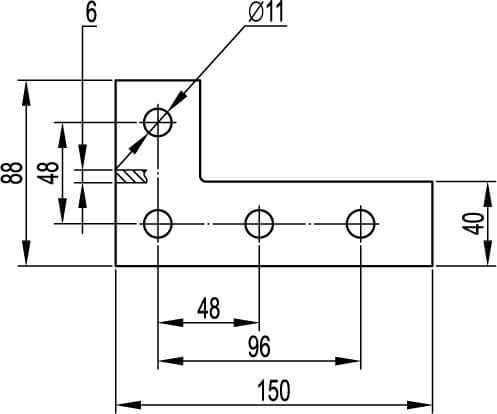 Пластина соединительная L-обр., длина 90х140 мм, 4отв., горячеоцинкованная DKC