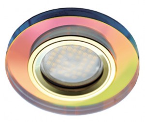 Св-к MR16 GU5.3 DL1650 стекло круг мультиколор/золото 25x95 Ecola