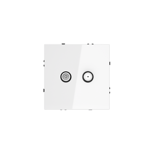 Розетка телевизионная встраиваемая Voltum S70 оконечная TV+SAT, (белый глянцевый)