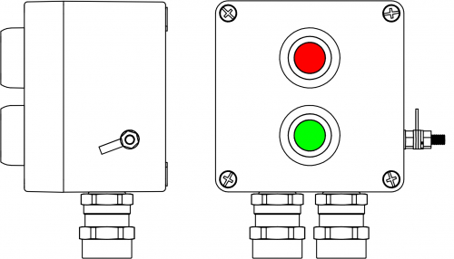 Взрывозащищ. пост упр. из полиэстера CPE-P-03-(1xP1G(11)-1xP1R(11))-2x6018AASBKGM2SB(C)1Ex d e IIC T6 Gb / Ex tb IIIC T80°C Db IP66 DKC