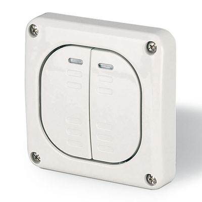 Переключатель однополюсный, двухклавишный DKC