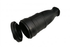 Розетка перенос. штепсель (разъем) с загл. каучук 2P+E 1x16А 220-240V IP44 (кр.20шт) General