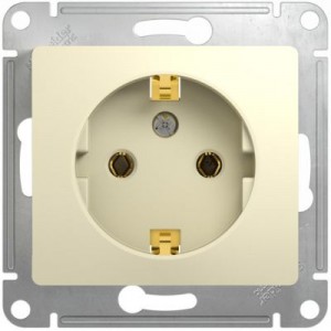 GLOSSA  Механизм розетки без лицевой панели СУ 1-м с заземл. 16А бежевый IP20 (кр.20шт) Schneider Electric