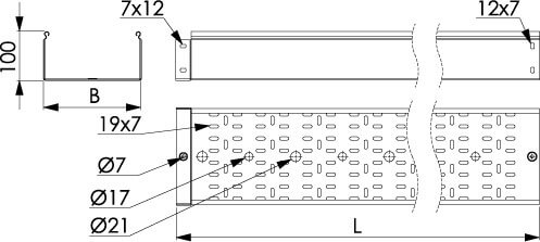 Лоток перфорированный 150х100 L3000 толщ.1,2 мм DKC