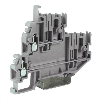 Клеммный зажим. Двухуровневый. Со штекерными контактами. Тип VPD.2/GR. Серый. 2,5 кв.мм. DKC