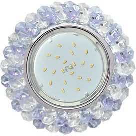 Светильник GX53 круг с хрусталиками прозрачный  и аметист хром Ecola