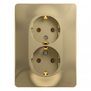 GLOSSA  Розетка СУ 2-м., с з/з в сборе 16А титан IP20 Schneider Electric