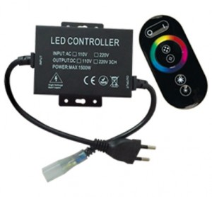 Контроллер 220V 16x8 1500W 6.6A RGB с кольц.сенсор. черный радиопульт Ecola