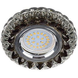 Св-к MR16 GU5.3 LD7009 Круг "Кристалл" 4000K черный/хром 30x95 ECOLA