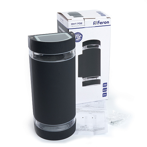 Светильник садово-парковый с клеммой в комплекте 230V 2хGU10 DH1702 IP54 черный Feron