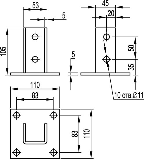 Крепление к потолку SSH, горячеоцинкованное DKC