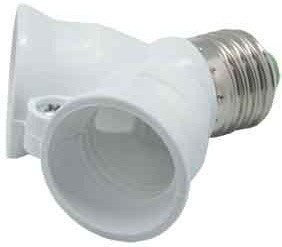 Переходник с цоколя E27 на 2хE27 белый Ecola