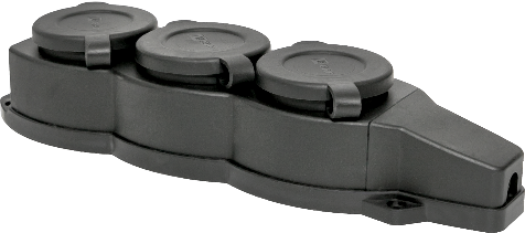 Розетка (колодка) трехместная с защит, крышками каучуковая 230В 2P+PE 16A IP44 Марс EKF