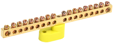 Шина PE "земля" на одном угловом изоляторе ШНИ-6х9-18-У1-Ж IEK