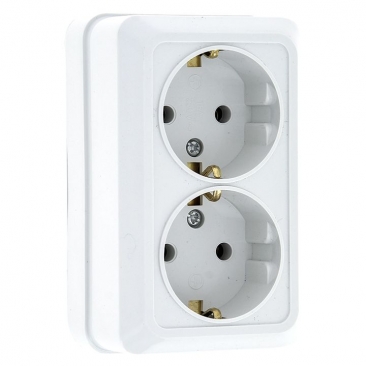 РИМ Розетка ОУ 2-м с заземл. 16А керам. белая IP20 EKF