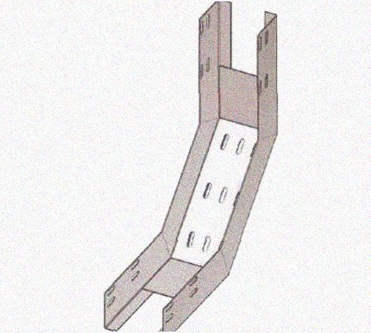 Лоток перфорированный КП 200х65-90 У3 для поворота трассы вверх на 90, окрашенный, S1,0