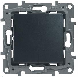 Etika Механизм выключателя 2 клавишный . 10А антрацит IP20 Legrand
