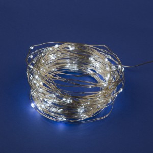 Гирлянда-нить (бат) Роса 100LED белый 10м. (3штхAA) медн.провод IP20 Uniel