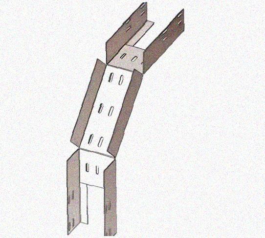 Лоток перфорированный КС 200х80-90 УТ1,5 для поворота трассы вниз на 90, горячее цинкование S1,0