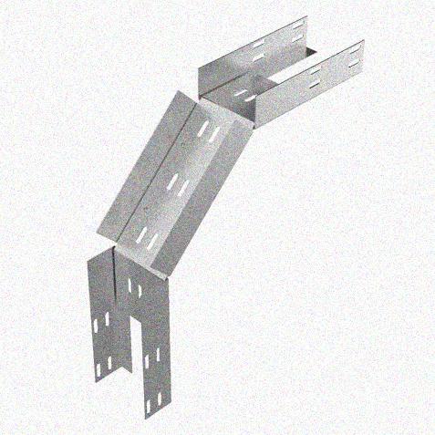 Лоток перфорированный КС 600х65-90 УТ1,5 для поворота трассы вниз на 90, оцинкованный лист S1,5