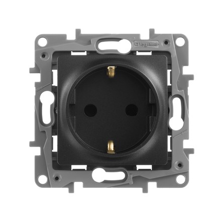 Etika Механизм розетки без лицевой панели СУ 1-м.с зазем.со шторками 16А антрацит IP20 Legrand