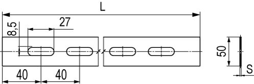Полоса перфорированная 50x1000 мм, 1,5 мм DKC